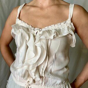Abercrombie & Fitch White Frilly Top Sz XS